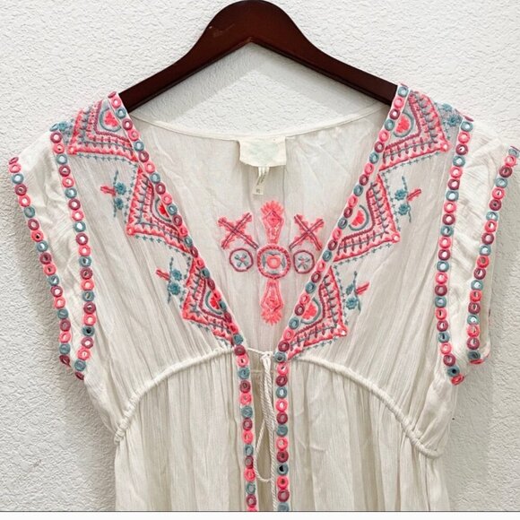 Z&L Women's Ivory Boho Duster Tassel Detail Beach Swimsuit Cover Up One Size - Picture 5 of 15